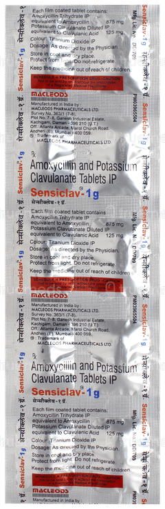 Sensiclav 1G Tablet 10 Sensiclav 1G Tablet 10