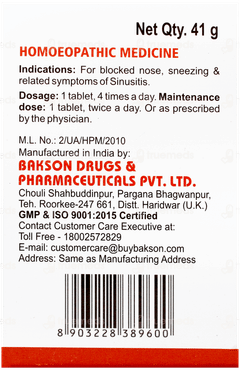 Baksons Sinus Aid Tablet 41Gm