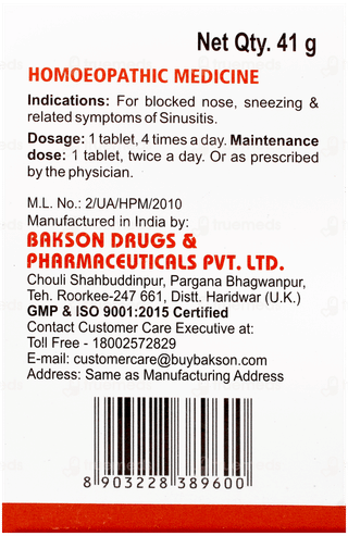 Baksons Sinus Aid Tablet 41Gm