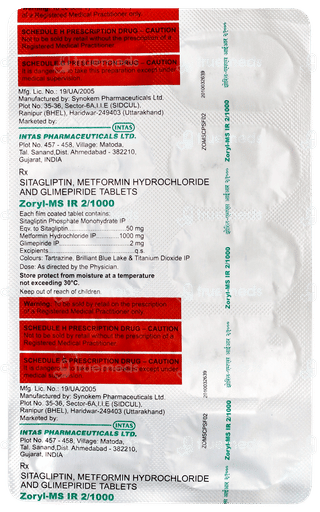Zoryl Ms Ir 2/1000 Tablet 10