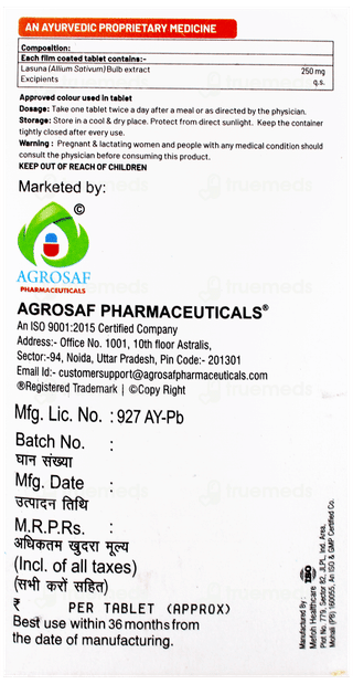 Agrosaf Lasuna Tablet 60