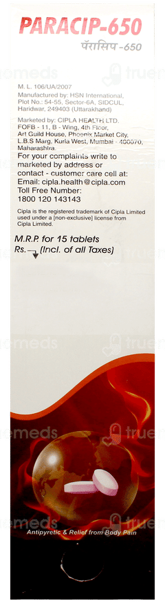 Paracip 650 Tablet 15