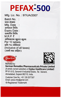 Pefax 500Mg Tablet 10