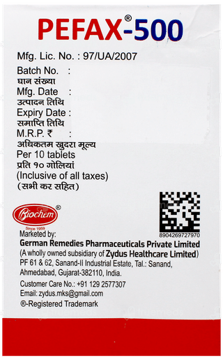 Pefax 500Mg Tablet 10