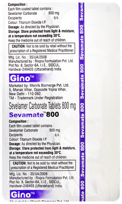 Sevamate 800 Tablet 10 Sevamate 800 Tablet 10