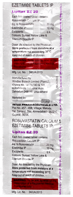 Lipitas Ez 20 Tablet 10 Lipitas Ez 20 Tablet 10