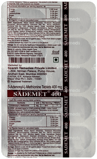 Sademet 400 Tablet 10
