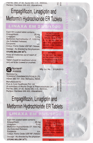 Linaxa Em 25/5/1000mg Tablet 10