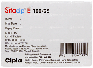 Sitacip E 100/25mg Tablet 10