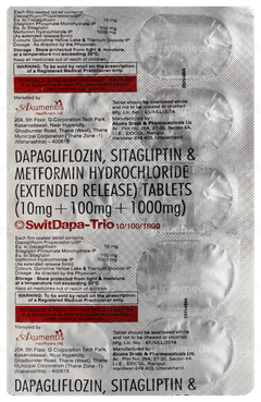 Switdapa Trio 10Mg/1000Mg/100Mg Tablet 10 Switdapa Trio 10Mg/1000Mg/100Mg Tablet 10
