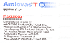 Amlovas T 80Mg Tablet 10 Amlovas T 80Mg Tablet 10