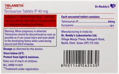 Telmista 40Mg Tablet 15 Telmista 40Mg Tablet 15
