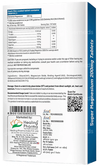 Super Magnesium 200mg Tablet 15