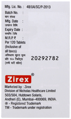 Thyzire 100 Tablet 120