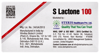 S Lactone 100 Tablet 15
