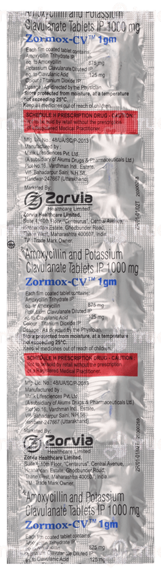 Zormox Cv 1Gm Tablet 10