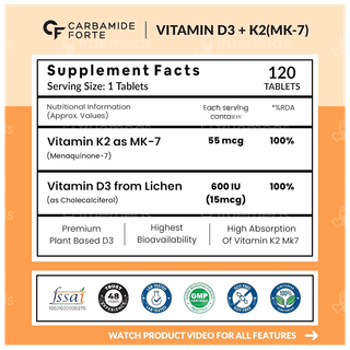 Carbamide Forte Vitamin D3+K2 2 In 1 Support Tablet 120
