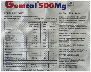 Gemcal 500Mg Tablet 15