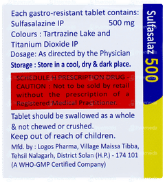 Sulfasalaz 500 Tablet 15 Sulfasalaz 500 Tablet 15