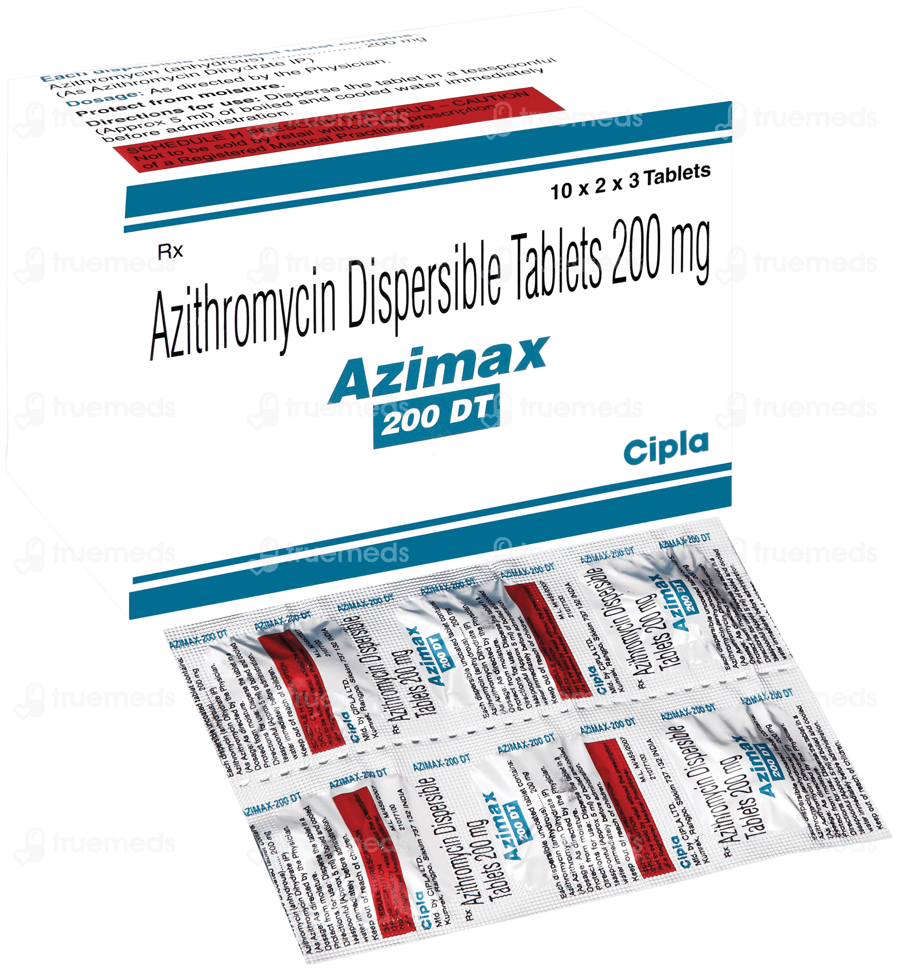 Azimax 200 Mg Tablet Dt 3 - Uses, Side Effects, Dosage, Price | Truemeds