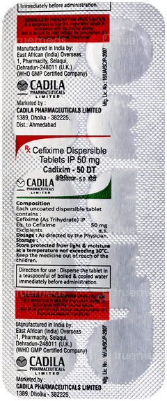 Cadixim 50 Dt Tablet 10 Cadixim 50 Dt Tablet 10
