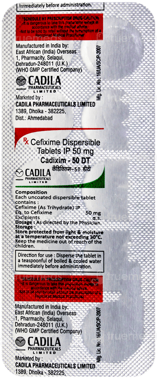 Cadixim 50 Dt Tablet 10