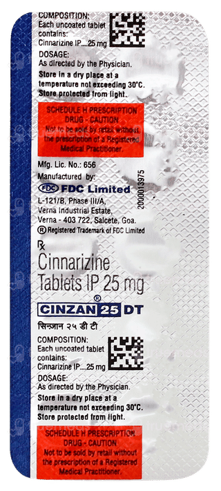 Cinzan 25 Dt Tablet 10