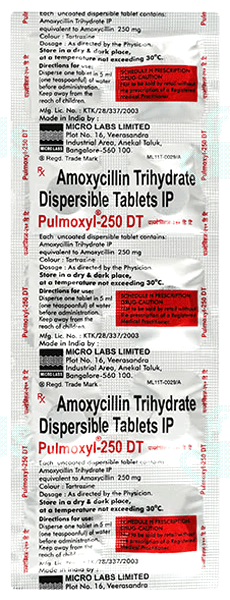 Pulmoxyl 250 Dt Tablet 10