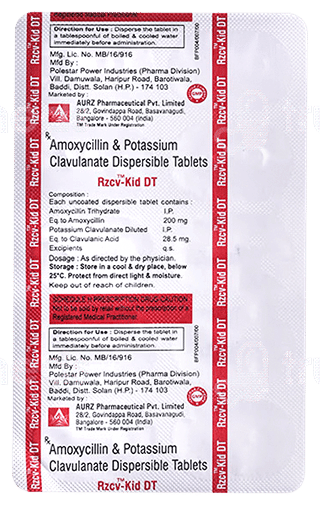Rz Cv Kid 200/28.5 Mg Tablet Dt 10