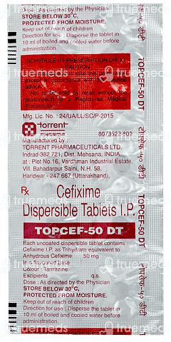 Topcef Dt 50 MG Tablet Dt 10