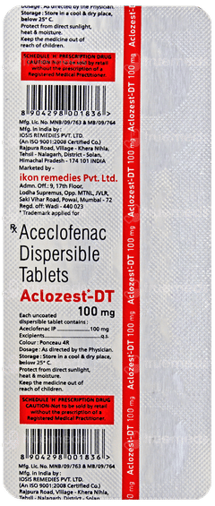 Aclozest Dt 100Mg Tablet 10 Aclozest Dt 100Mg Tablet 10