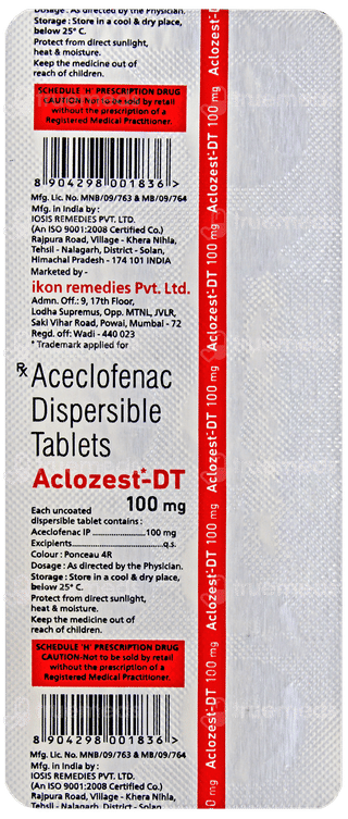 Aclozest Dt 100Mg Tablet 10