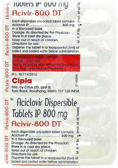 Acivir 800 Dt Tablet 10 Acivir 800 Dt Tablet 10