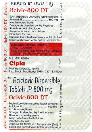 Acivir 800 Dt Tablet 10