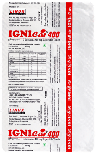 Ignicar 400 Dispersible Tablet 10