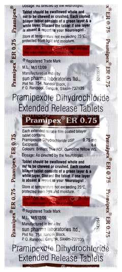 Pramipex Er 0.75 Tablet 10 Pramipex Er 0.75 Tablet 10