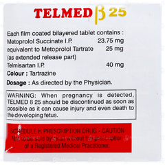 Telmed Beta 25 Tablet 10 Telmed Beta 25 Tablet 10