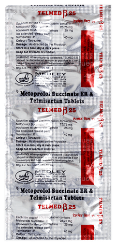 Telmed Beta 25 Tablet 10 Telmed Beta 25 Tablet 10