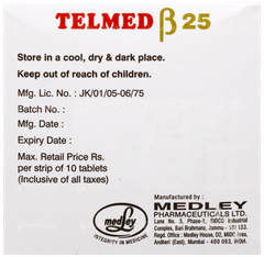 Telmed Beta 25 Tablet 10 Telmed Beta 25 Tablet 10