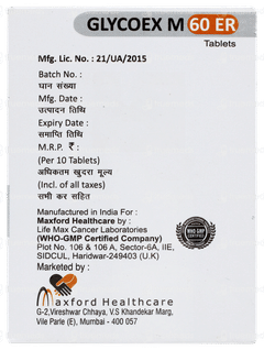 Glycoex M 60 Er Tablet 10 Glycoex M 60 Er Tablet 10