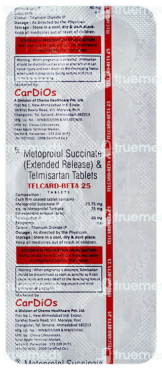 Telcard Beta 25 MG Tablet Er 10