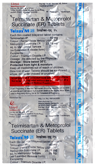Telzox M 25 Tablet 15