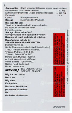Diamicron Xr Mex 60/500 Tablet 15 Diamicron Xr Mex 60/500 Tablet 15