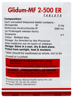 Glidum Mf 2-500 Er Tablet 10 Glidum Mf 2-500 Er Tablet 10