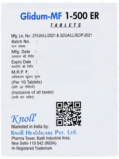Glidum Mf 1-500 Er Tablet 10 Glidum Mf 1-500 Er Tablet 10