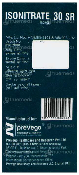 Isonitrate 30 Sr Tablet 10