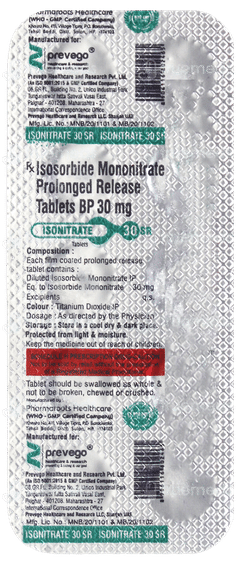 Isonitrate 30 Sr Tablet 10 Isonitrate 30 Sr Tablet 10