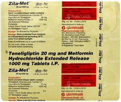 Zita Met 20mg/1000mg Tablet 15