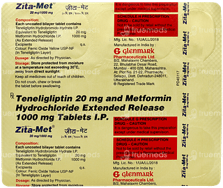 Zita Met 20mg/1000mg Tablet 15