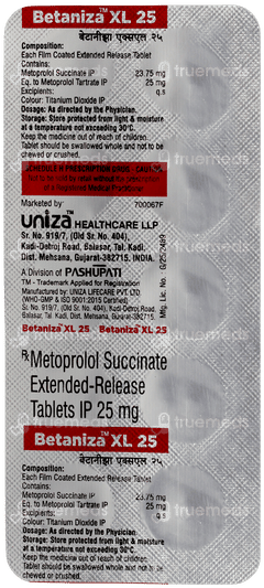 Betaniza Xl 25 Mg Tablet 10 Betaniza Xl 25 Mg Tablet 10
